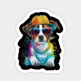 Colourful cool Jack Russell Terrier dog with sunglasses five Sticker